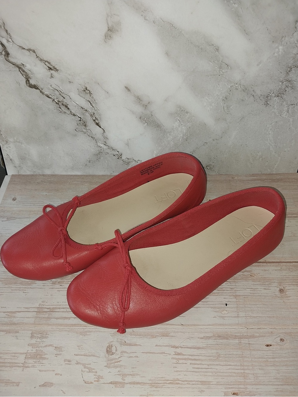 LOFT Red Leather Ballet Flat with Neutral Insole
